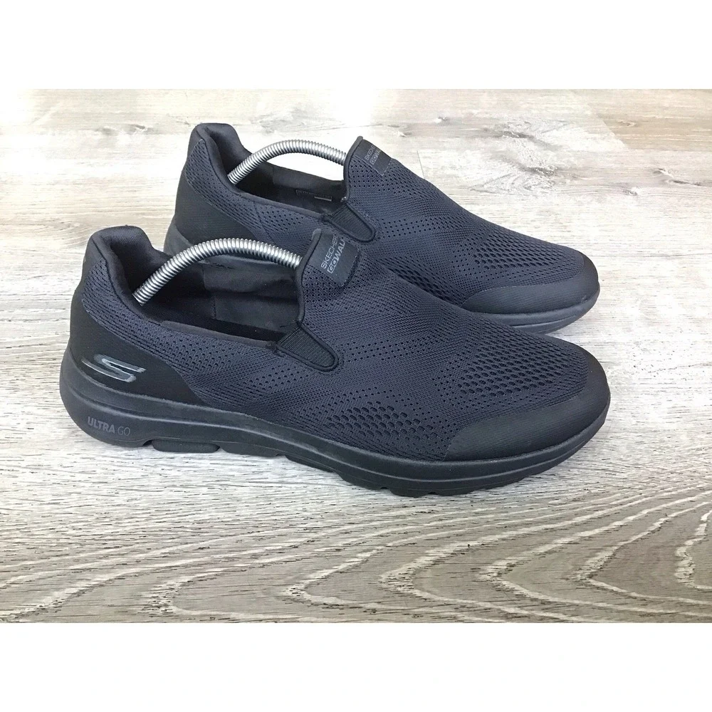 Skechers Shoes Mens 12 Ultra Go GOwalk 5 Quadplex Slip On Sneakers 216039 Black